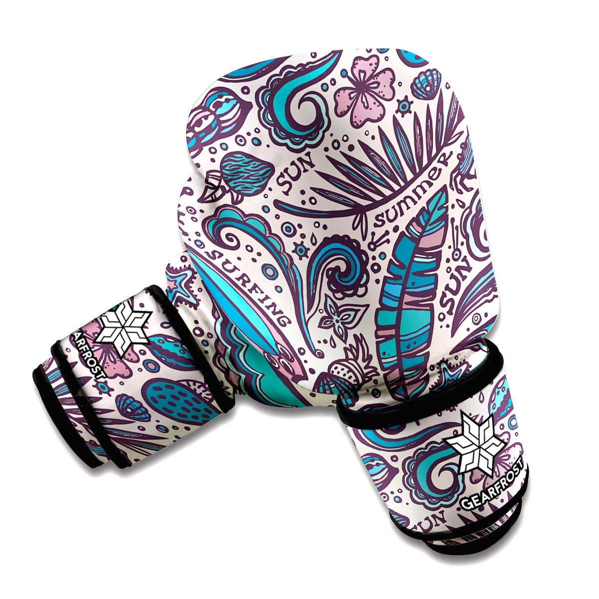 Summer Surfing Pattern Print Boxing Gloves