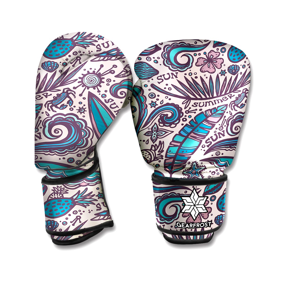 Summer Surfing Pattern Print Boxing Gloves
