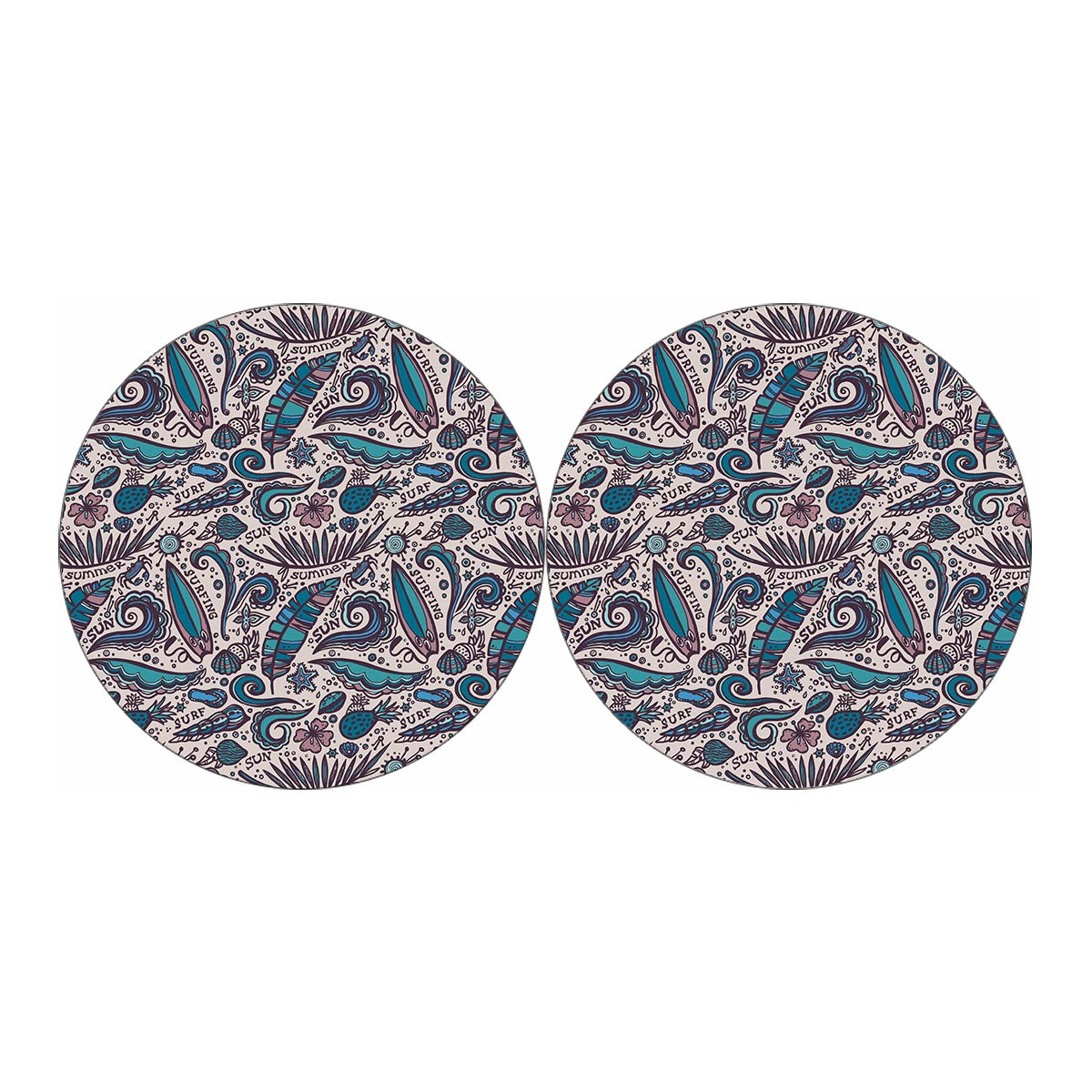 Summer Surfing Pattern Print Car Coasters