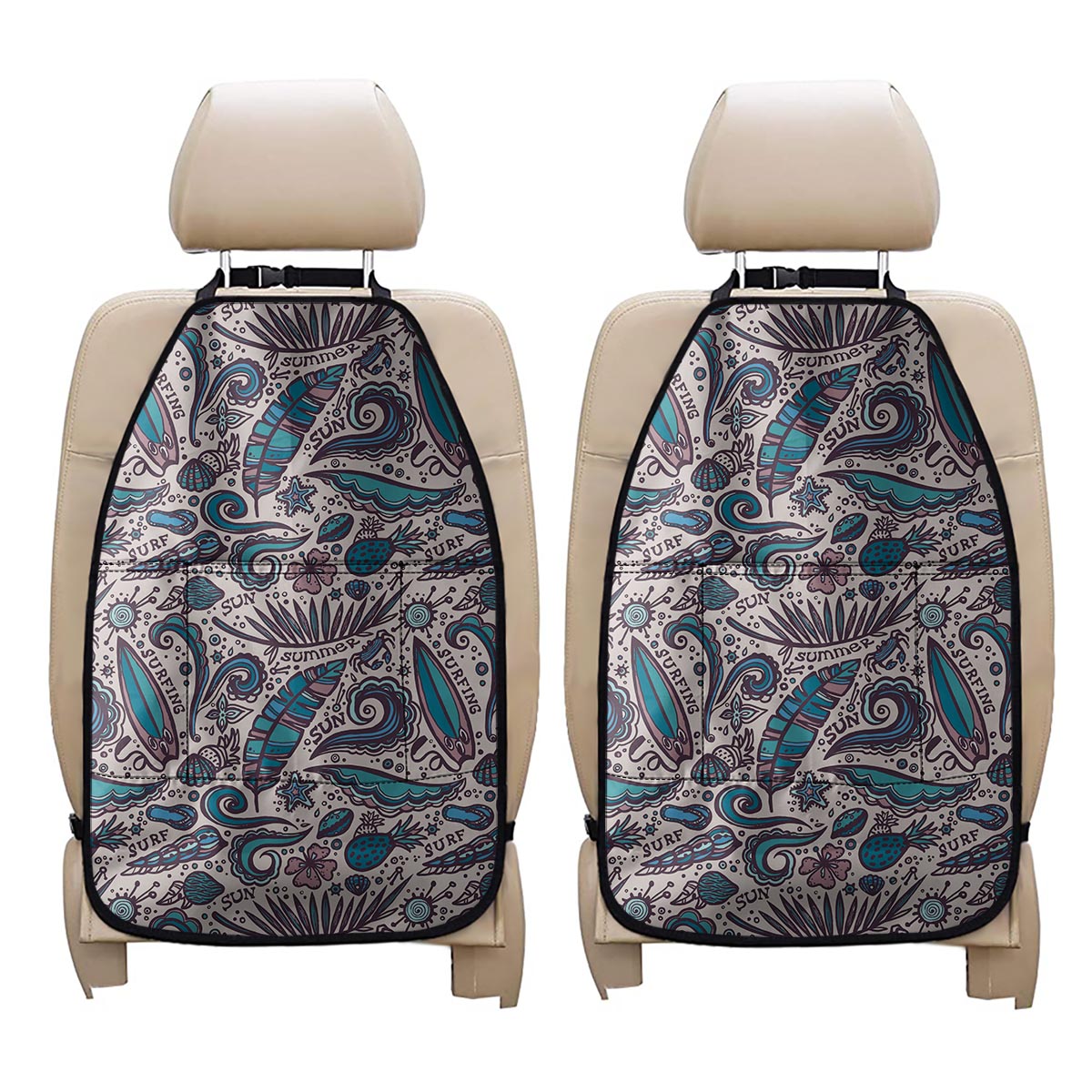 Summer Surfing Pattern Print Car Seat Organizers
