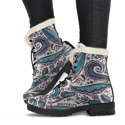 Summer Surfing Pattern Print Comfy Boots GearFrost