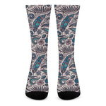 Summer Surfing Pattern Print Crew Socks