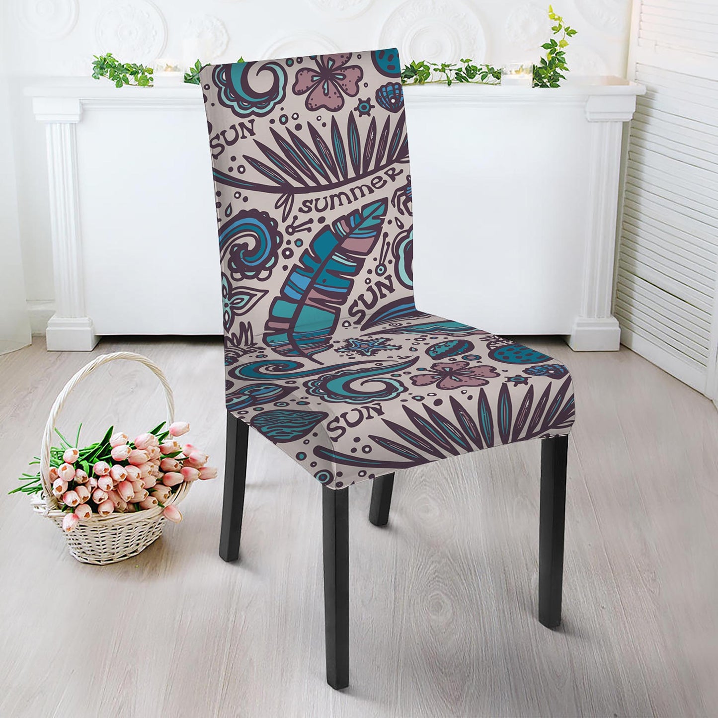 Summer Surfing Pattern Print Dining Chair Slipcover