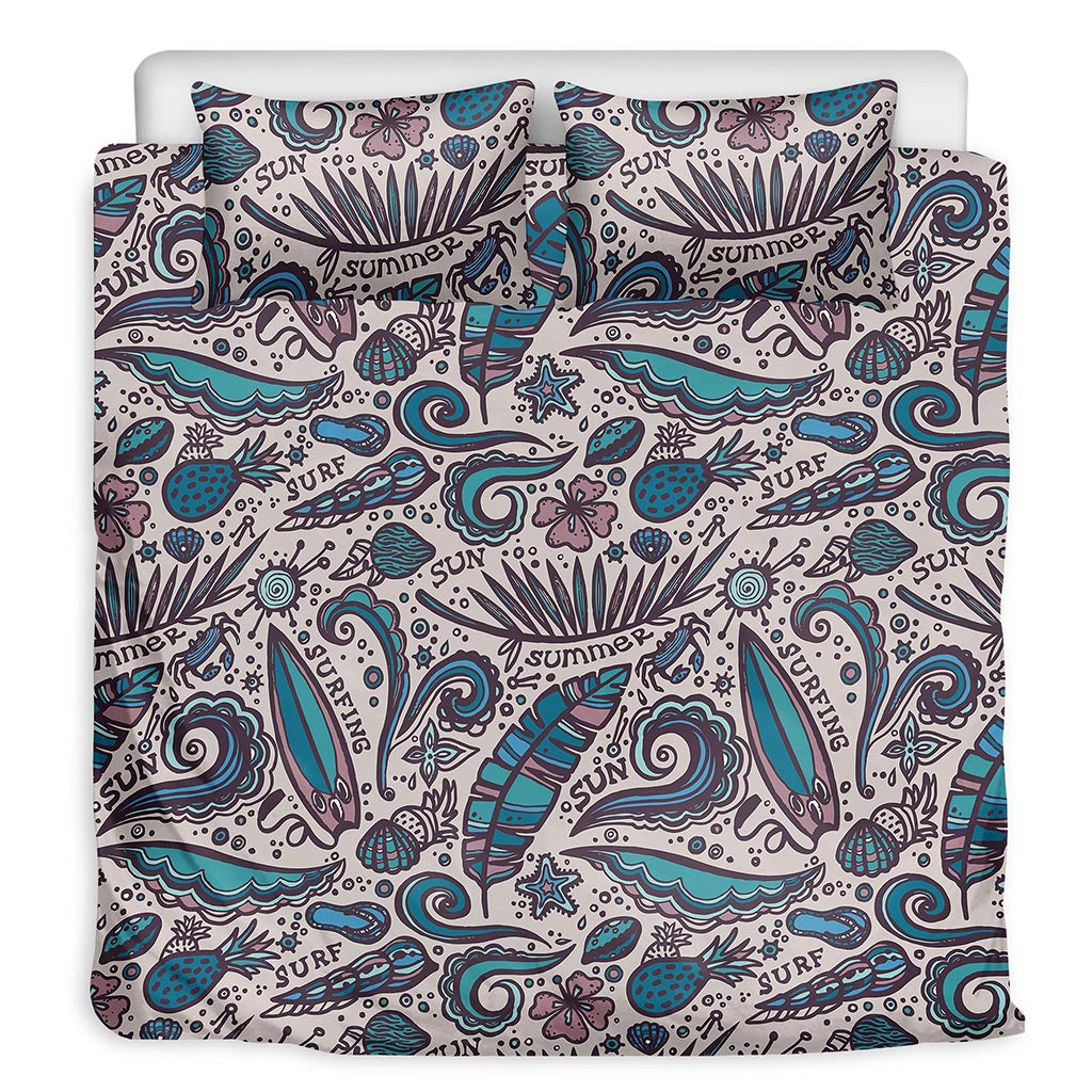 Summer Surfing Pattern Print Duvet Cover Bedding Set
