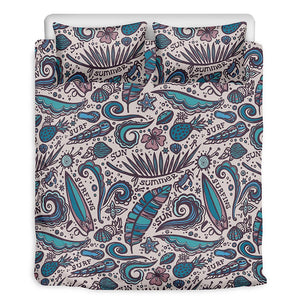 Summer Surfing Pattern Print Duvet Cover Bedding Set