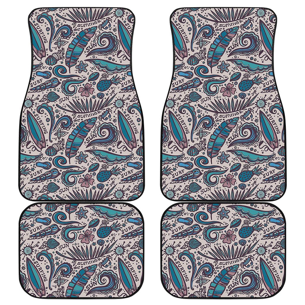 Summer Surfing Pattern Print Front and Back Car Floor Mats