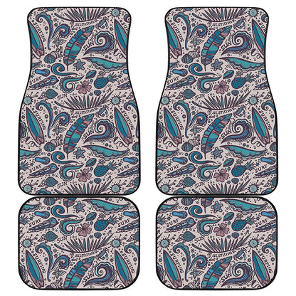 Summer Surfing Pattern Print Front and Back Car Floor Mats