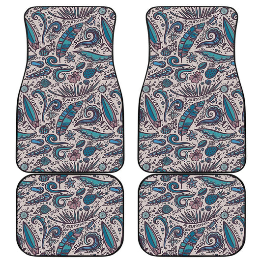 Summer Surfing Pattern Print Front and Back Car Floor Mats