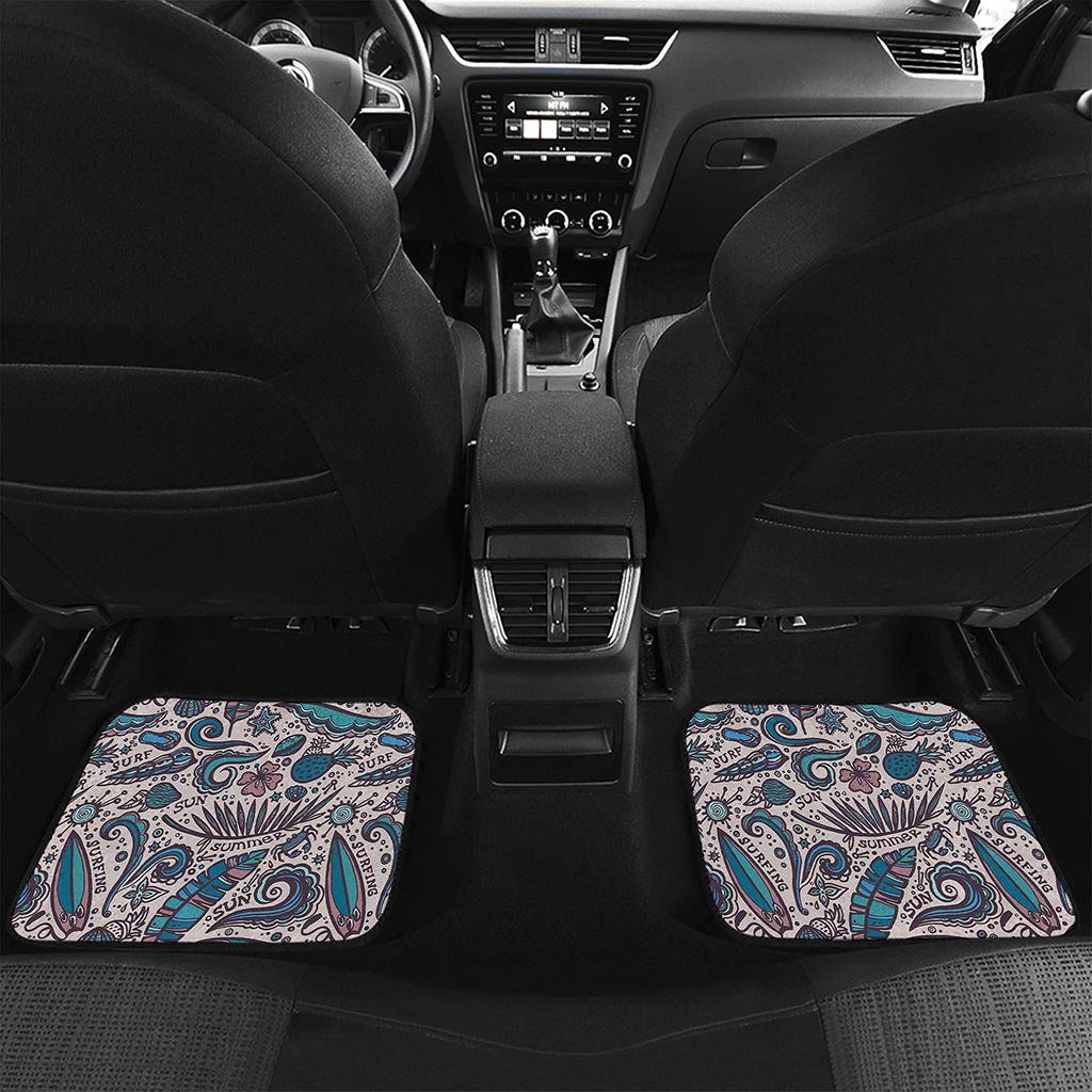 Summer Surfing Pattern Print Front and Back Car Floor Mats