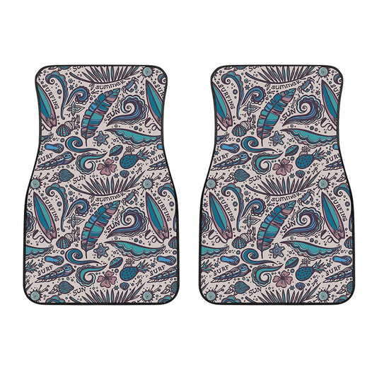 Summer Surfing Pattern Print Front Car Floor Mats