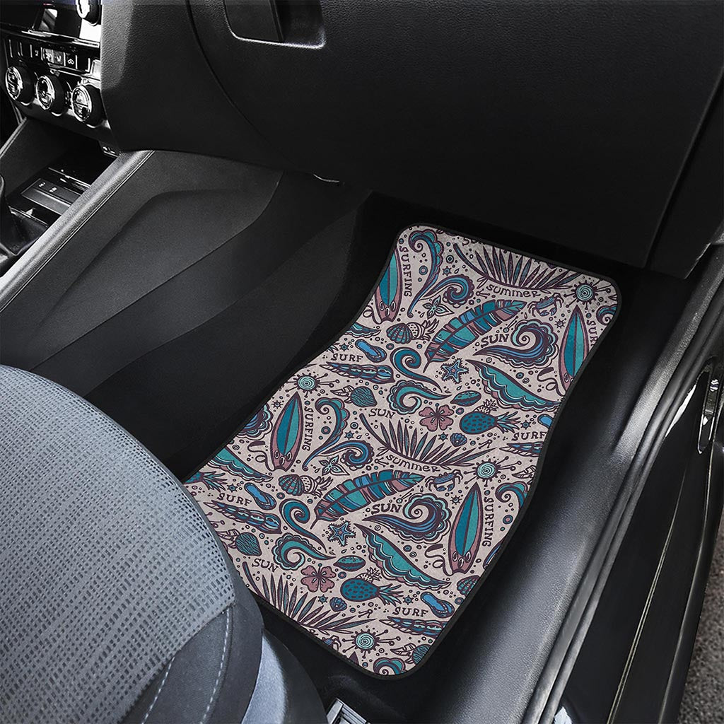 Summer Surfing Pattern Print Front Car Floor Mats