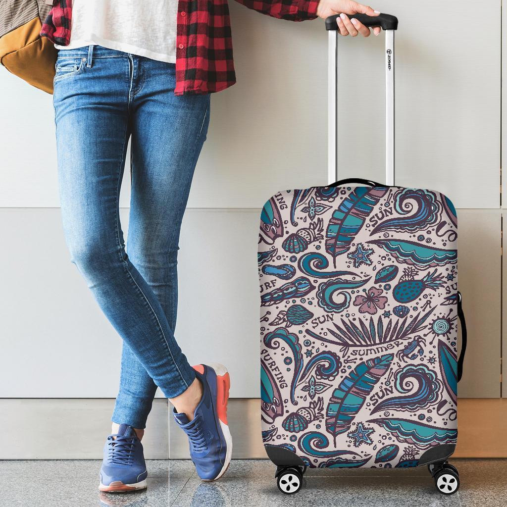 Summer Surfing Pattern Print Luggage Cover GearFrost