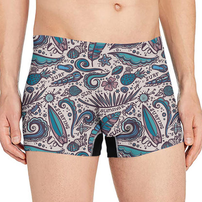 Summer Surfing Pattern Print Men's Boxer Briefs