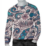 Summer Surfing Pattern Print Men's Crewneck Sweatshirt GearFrost