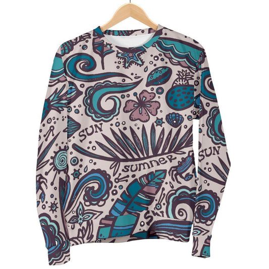 Summer Surfing Pattern Print Men's Crewneck Sweatshirt GearFrost