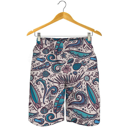 Summer Surfing Pattern Print Men's Shorts