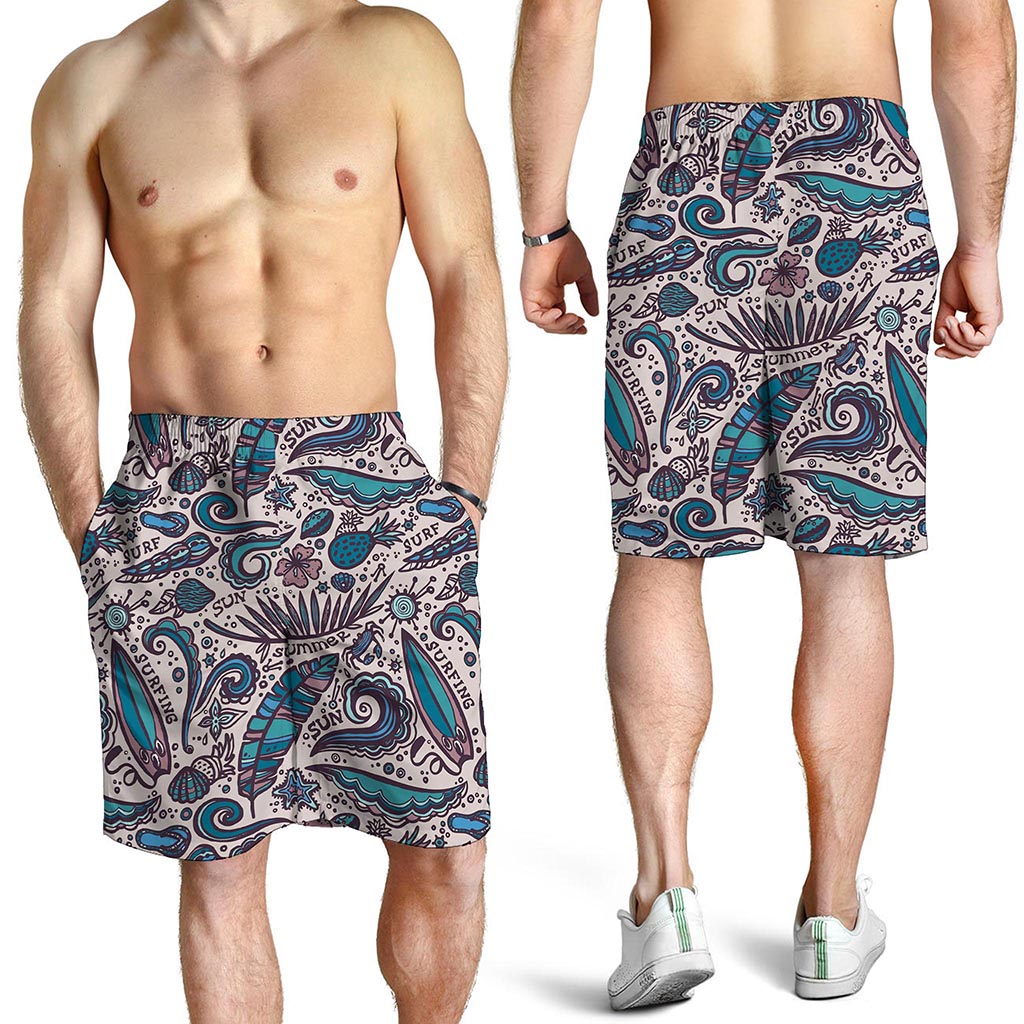 Summer Surfing Pattern Print Men's Shorts