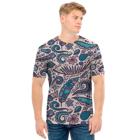 Summer Surfing Pattern Print Men's T-Shirt