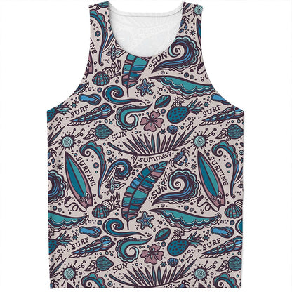 Summer Surfing Pattern Print Men's Tank Top