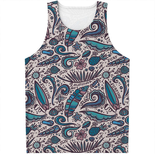 Summer Surfing Pattern Print Men's Tank Top
