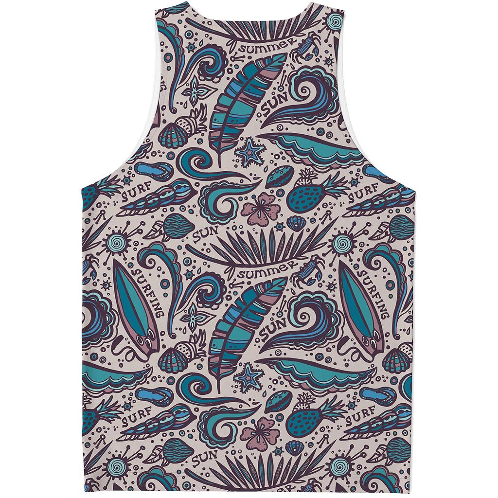 Summer Surfing Pattern Print Men's Tank Top