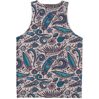 Summer Surfing Pattern Print Men's Tank Top
