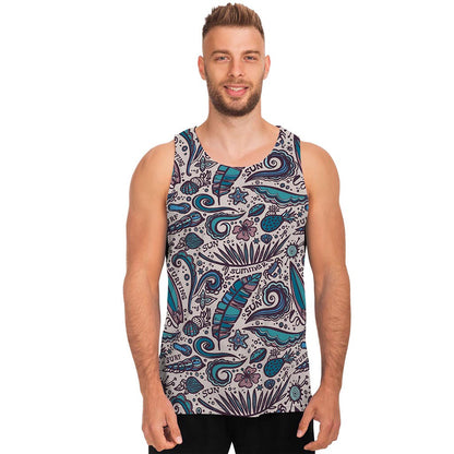 Summer Surfing Pattern Print Men's Tank Top