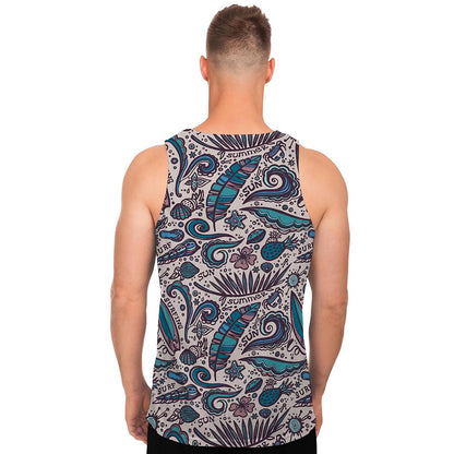 Summer Surfing Pattern Print Men's Tank Top