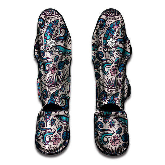 Summer Surfing Pattern Print Muay Thai Shin Guard