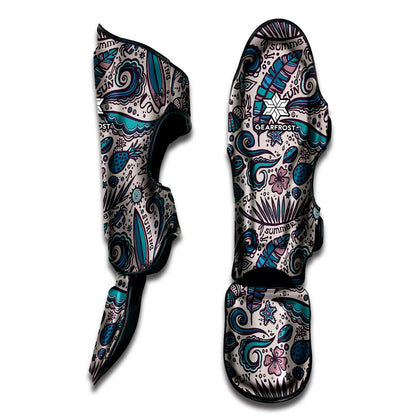Summer Surfing Pattern Print Muay Thai Shin Guard
