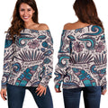Summer Surfing Pattern Print Off The Shoulder Sweatshirt