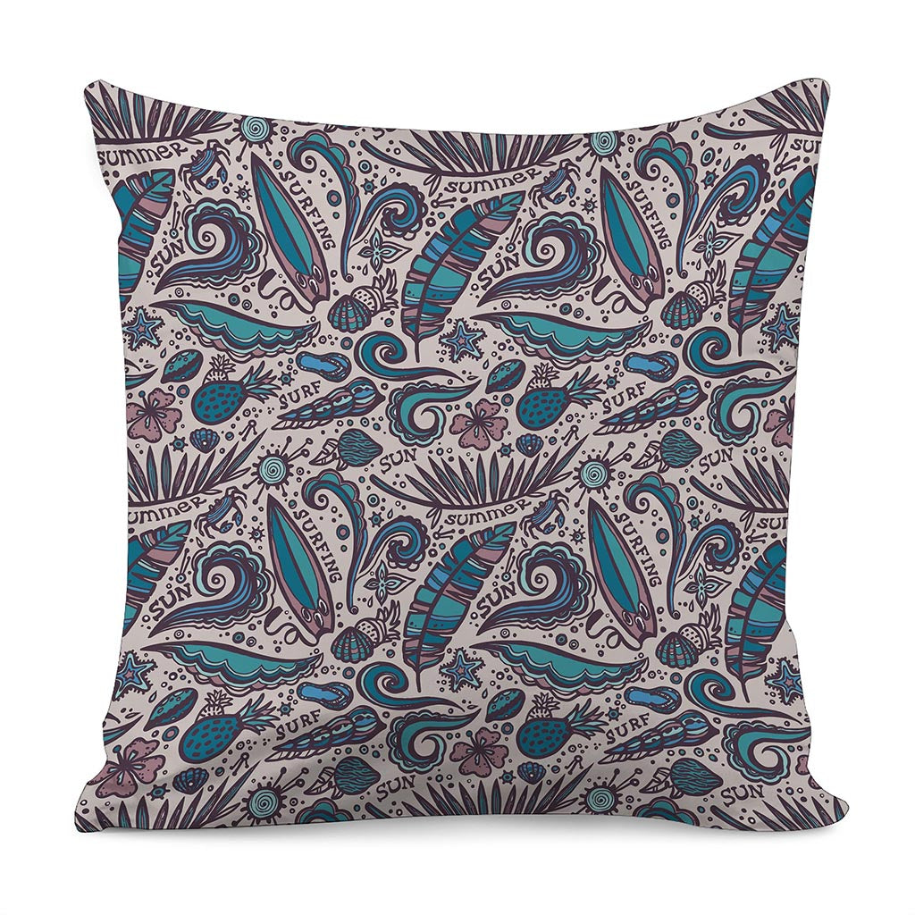 Summer Surfing Pattern Print Pillow Cover