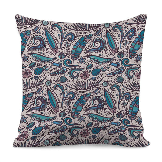Summer Surfing Pattern Print Pillow Cover