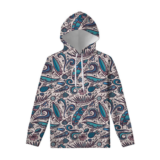 Summer Surfing Pattern Print Pullover Hoodie