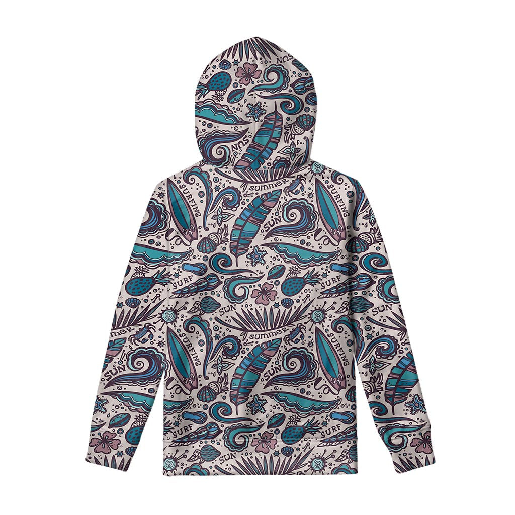 Summer Surfing Pattern Print Pullover Hoodie