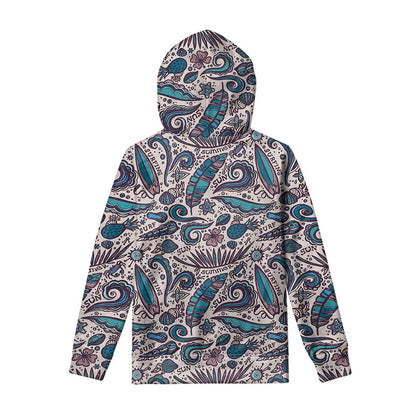 Summer Surfing Pattern Print Pullover Hoodie