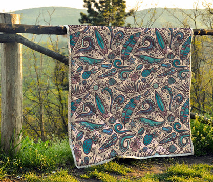 Summer Surfing Pattern Print Quilt
