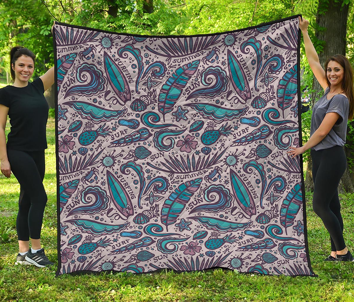 Summer Surfing Pattern Print Quilt