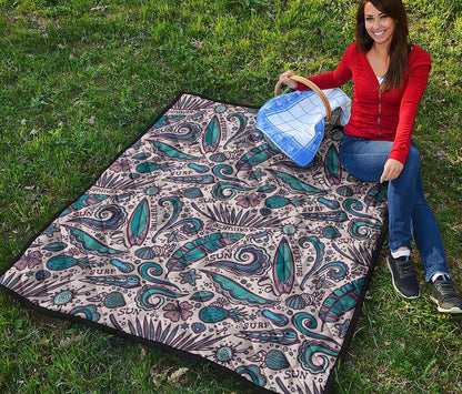 Summer Surfing Pattern Print Quilt
