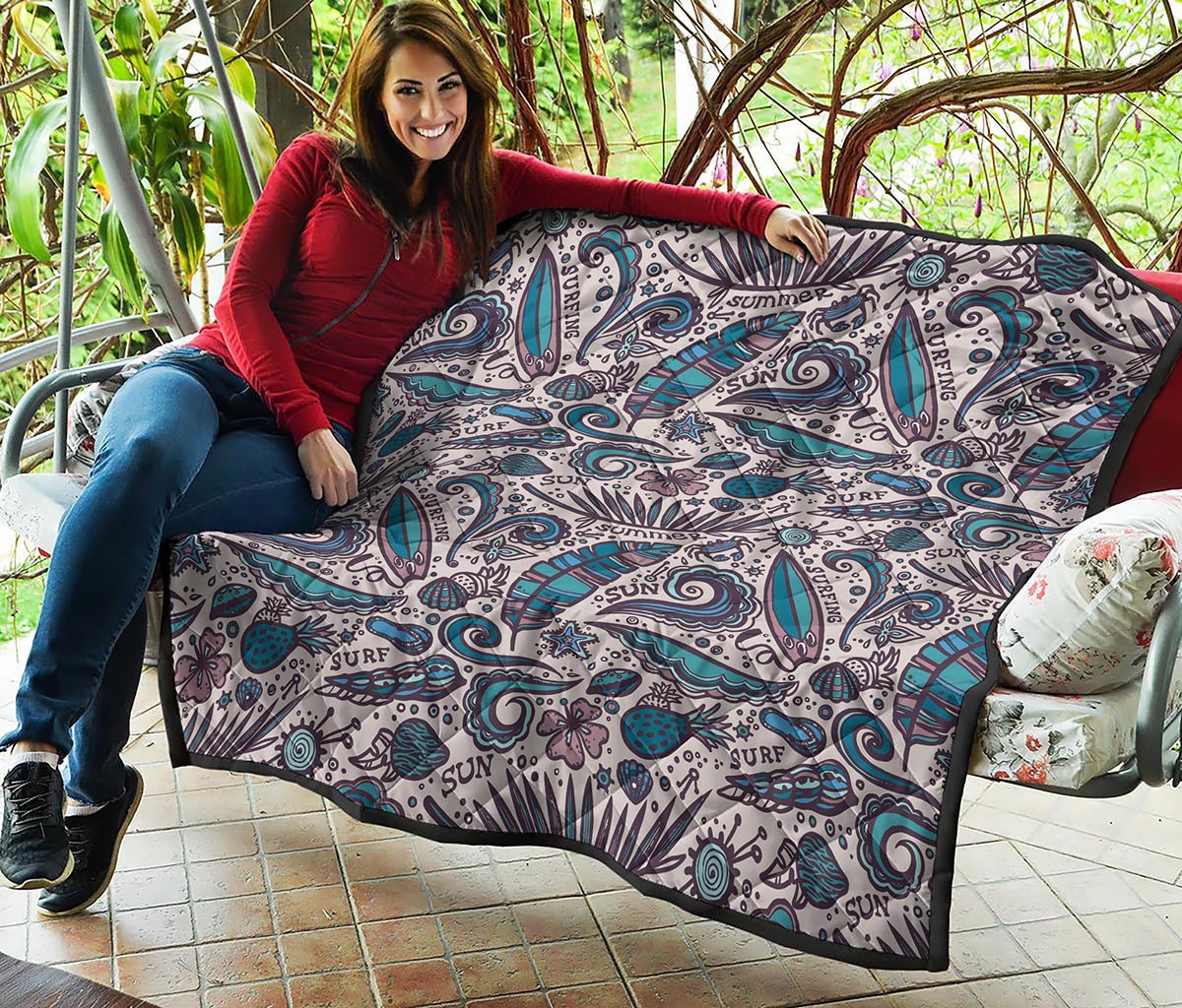 Summer Surfing Pattern Print Quilt