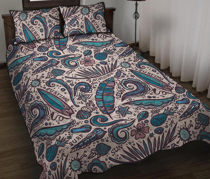 Summer Surfing Pattern Print Quilt Bed Set