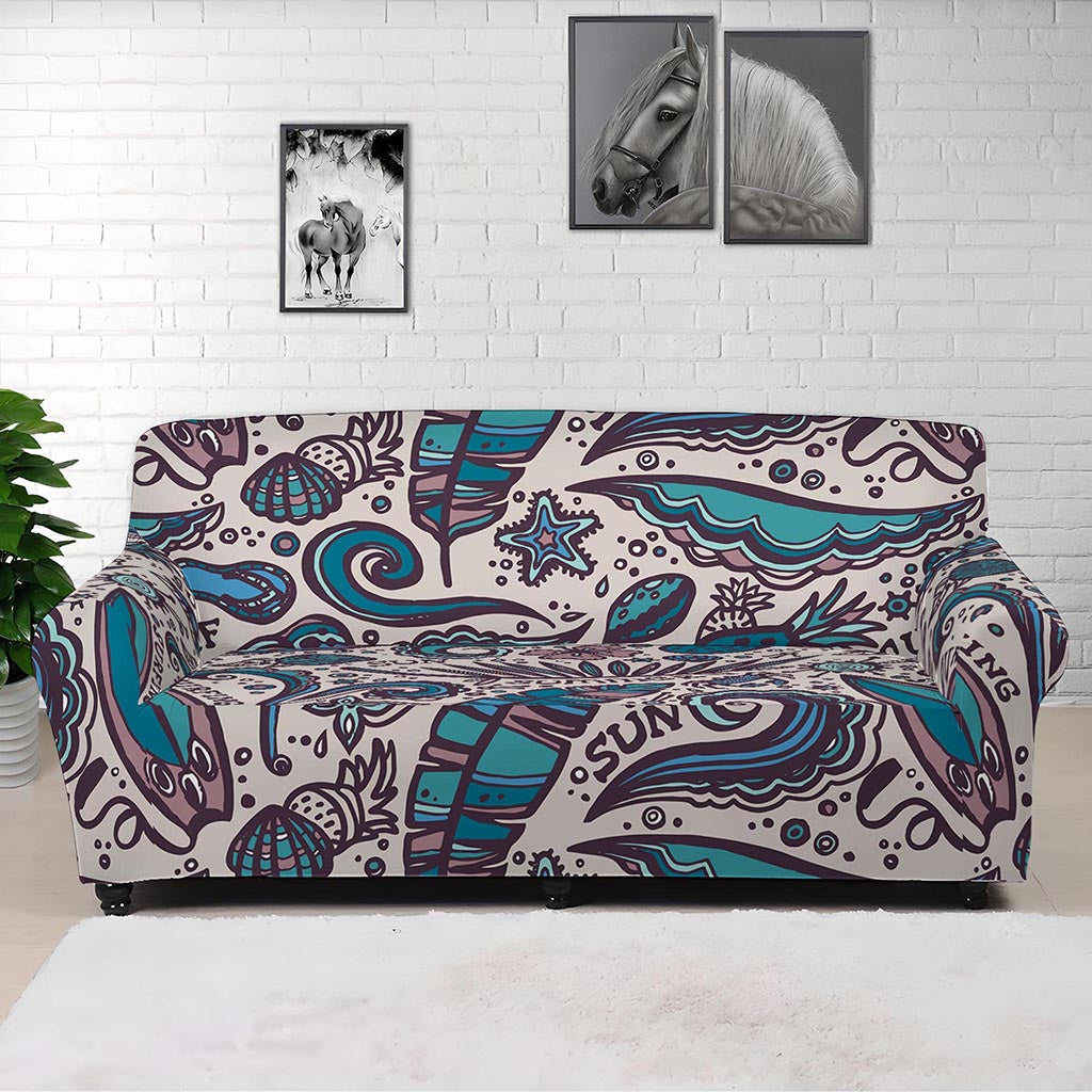 Summer Surfing Pattern Print Sofa Cover