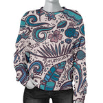 Summer Surfing Pattern Print Women's Crewneck Sweatshirt GearFrost