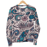 Summer Surfing Pattern Print Women's Crewneck Sweatshirt GearFrost