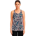 Summer Surfing Pattern Print Women's Racerback Tank Top