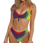 Summer Tie Dye Print Front Bow Tie Bikini