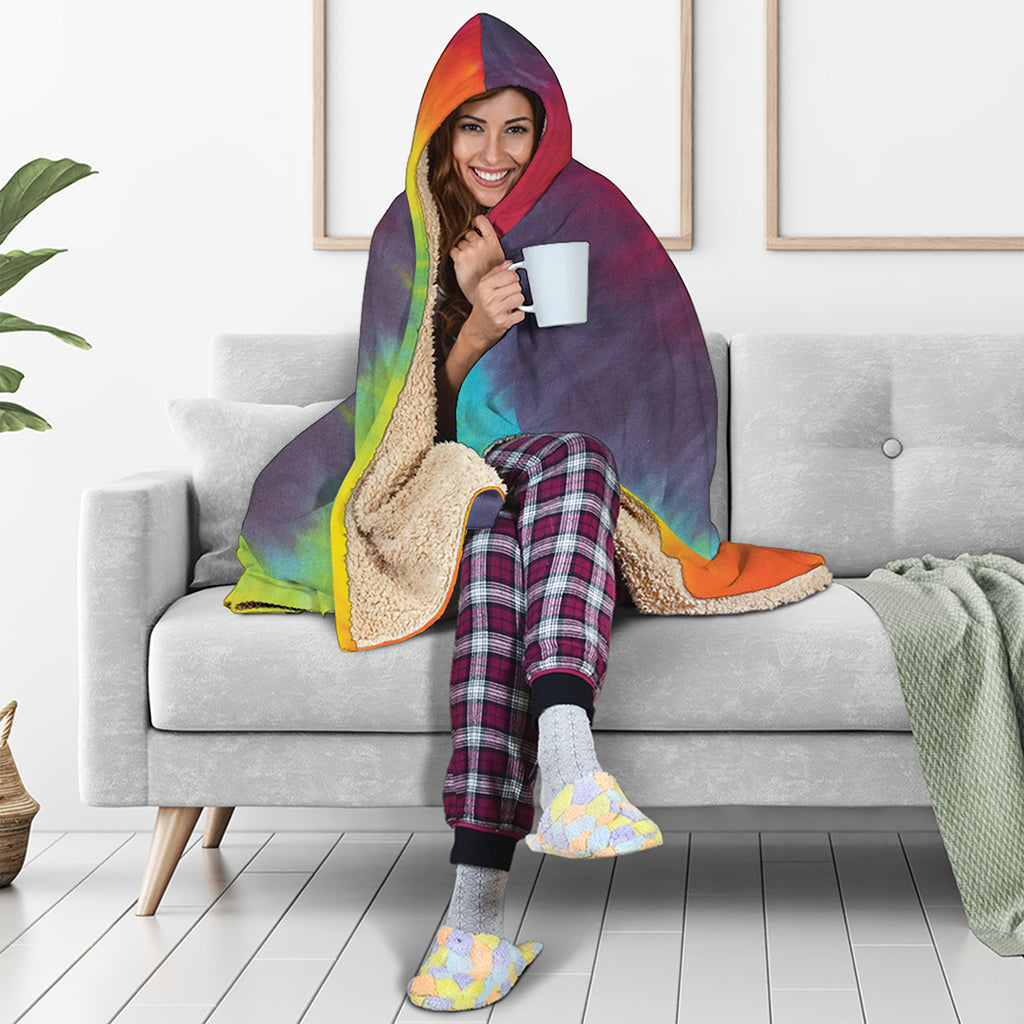 Summer Tie Dye Print Hooded Blanket