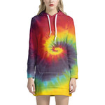 Summer Tie Dye Print Pullover Hoodie Dress