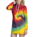 Summer Tie Dye Print Pullover Hoodie Dress