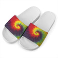 Summer Tie Dye Print White Slide Sandals